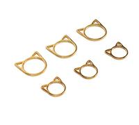 Generic DIY 30pcs Oreille de Chat Marqueurs de Point de Tricot Plaqué Or Ensemble D'Anneaux Portable Léger pour L'Artisanat de Bijoux en Alliage de Zinc dans une Boîte en Bois