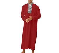 Generic Djellaba Homme Musulman Abaya Djellaba Ample Robe Arabe Robe Coton Robe De Priere Style Caftan Marocain pour Homme Chemise Longue Caftan De Prière avec Poches Islamique Pas Cher