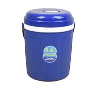 Generic Double Paroi de Glace Seau Voiture Seau Isolé w/Couvercle Alimentaire Chaleur et Froid Ronde Déjeuner Conteneur Isotherme pour le Vin de Stockage de - 6L Bleu