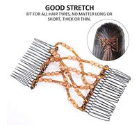 Generic Double Peigne Pince à Cheveux Magique Perles Disque de Cheveux Extensible Tenant les Fermement pour les Femmes Filles en Plastique Durable Quatre Options de Couleur 8,5x7 Cm (Café)