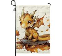 Generic Drapeau de jardin en forme de dragon mignon pour l'automne et l'automne - Décoration d'intérieur - Bannière double face - Décoration extérieure de vacances - 30,5 x 45,7 cm