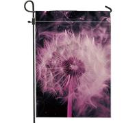 Generic Drapeau de jardin motif pissenlit, drapeau floral abstrait mystique pour extérieur, décoration saisonnière contemporaine pour fêtes de fin d'année, 30,5 x 45,7 cm, rose