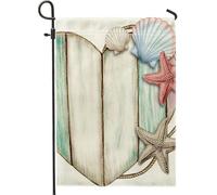 Generic Drapeau de jardin nautique en coquillage, étoile de mer, décoration d'été multicolore pastel, drapeau de cour sur le thème de la plage côtière, décoration extérieure rustique de style océan