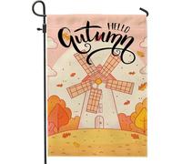 generic Drapeaux d'automne pour jardin de ferme, 30,5 x 45,7 cm, double face pour décoration extérieure, dessin au trait Hello Autumn en toile, drapeau de maison, récolte, petit drapeau de pelouse
