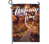 generic Drapeaux de jardin boisés pour lodge d'automne - 30,5 x 45,7 cm - Double face pour décoration extérieure - Citrouille d'automne - En toile - Pour maison, cabane - Petit drapeau de pelouse