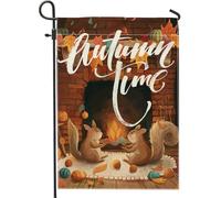 generic Drapeaux de jardin en forme d'écureuil pour cheminée d'automne, 30,5 x 45,7 cm pour l'extérieur, animaux amusants d'automne, drapeaux verticaux standard en lin pour maison, vacances, cour