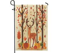 generic Drapeaux de jardin sur le thème de la citrouille d'automne et de cerf - 30,5 x 45,7 cm - Pour l'extérieur, la faune d'automne - Drapeaux verticaux en lin pour maison, cour, pelouse, décoration