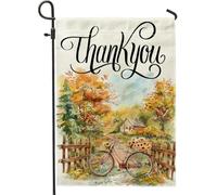 generic Drapeaux de jardin verticaux amusants pour vélo, cour, jardin, 30,5 x 45,7 cm, double face pour extérieur, petits drapeaux d'automne en lin, drapeaux de maison de ferme, porche, pelouse