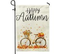 generic Drapeaux de jardin verticaux amusants pour vélo, cour, jardin, 30,5 x 45,7 cm, double face pour extérieur, citrouille joyeuse automne, petits drapeaux de maison, ferme, porche, pelouse