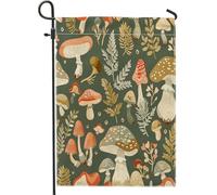 generic Drapeaux de jardin verticaux esthétiques en forme de champignon d'automne pour l'avant et la cour, 30,5 x 45,7 cm, double face pour l'extérieur, art d'automne rétro, petits drapeaux de maison
