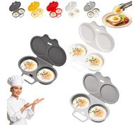 Generic Dual Cavity Egg Steamer Microwave PP Plastic Cooker 2 Slot | Cuisson sans huile, circulation uniforme de la chaleur, 6,3 x 4,53 pouces, réutilisable pour les repas du matin