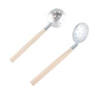 Generic Écumoire de Pêche sur Glace en Fer avec Manche en Bois argenté Durable, 2 écumoires Dentées pour la Pêche sur Glace en Hiver, Facile à Utiliser et à Transporter, Taille 13,39 X 3,15 Pouces,