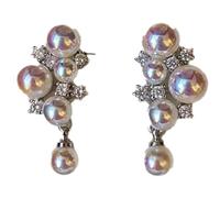 Generic Élégantes boucles d'oreilles à tige en perles pour femme, aiguille en argent S925, design de grappes luxueuses, idéales pour les mariages et un usage quotidien