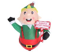 Generic Elfe Gonflable du Père Noël, Beau Panneau d'affaires, Elfe de Noël Gonflable pour Cour, Patio, Décoration Extérieure, Polyester Imperméable de 1,2 M, pour Les Fêtes de, Les événements