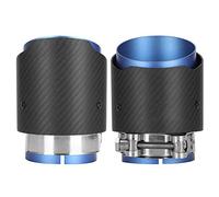 Generic Embout D'échappement en Fibre de Carbone Embout de Silencieux de Tuyau D'échappement Entrée 80 Mm Sortie 101 Mm Conception à Coupe Droite Acier Inoxydable Noir Mat pour Ma (BLUE)
