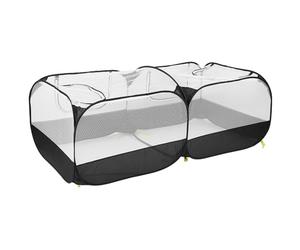 Generic Enclos à Poulet Portable Pliable avec Couvercle en Filet Transparent pour Poule, Canard, Lapin, Poulailler pour Petits Animaux Facile à Nettoyer pour Jouer en Extérieur, Noir 68,90 X 33,46 X