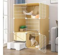 Generic Enclos pour petits animaux - Cage d'intérieur pour chinchilla, grande taille - Avec bac à litière - Parc amovible en fil métallique - Taille : 75 x 49 x 127 cm - Sagesse (75 x 49 x 127 cm)