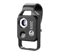 Generic End Nano Zoom 200x Microscope Clip sur Lentille de Téléphone avec LED Remplissage Lumière Plastique Noir
