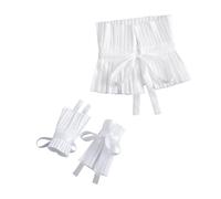 Generic Ensemble 3 Pièces pour Femme : Col à Volants, Col Décoratif élisabéthain, Faux Poignets, Polyester, Idéal pour Une Journée Au Musée, Un Bal Costumé, U, Blanc