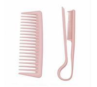 Generic Ensemble Brosse à Lisser Portable et Peigne à Séparer pour un Coiffage Facile N'importe où, Matériau Léger en Paille de blé, Comprend 2 Peignes, Orange Rouge