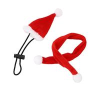 generic Ensemble Chapeau et écharpe de Noël en Forme de Lézard pour Dragons Barbus, Geckos et Petits Animaux de Compagnie - Décoration de Reptile Festive Réglable avec Bande élastique