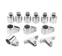 Generic Ensemble D'accessoires de Bateau Durables, Aspect Miroir, Glissière à 6 Mâchoires + Embout à 4 œillets + 2 Charnières de Pont, Raccord Supérieur Bimini à 3 Nœuds pour Navires Modernes 22 Mm