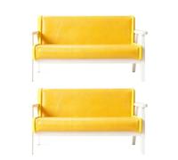 Generic Ensemble de 2 Mini Canapés pour Maison de Poupée 1:12, avec Un Design Ergonomique et Une Texture Réaliste en Cuir PU pour la Décoration de la Maison (Canapé Double Jaune)