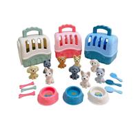 Generic Ensemble de 24 Figurines de Chien, Jouets pour Chiots avec Cage pour Chien, Brosse, Rôle de Soins pour Animaux de Compagnie