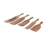 Generic Ensemble de 5 Spatules en Bois, Ensemble d'ustensiles de Cuisine, de Spatules en Bois avec Conception Antiadhésive Résistante à la Chaleur, Idéal pour Cuisiner, Cuire, Remuer, Mélanger et