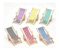 Generic Ensemble de 6 Chaises de Plage pour Maison de Poupée, Chaise Longue Pliante Miniature en Bois pour Maison de Poupée, Scène de Plage ou de Piscine, échelle 1:12 (Vert + Noir + Violet + Bleu +