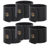 Generic Ensemble de 6 Ronds de Serviette en Cuir Pu Noir, Élégant et Contemporain, Facile à Utiliser pour Décoration de Table à Manger et Repas Formels