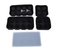 generic Ensemble de Bacs à Glaçons en Silicone 4 en 1 : 8 Grands Moules à Boules de Glace Carrés et 12 Sphères avec Couvercles pour Cocktails au Whisky, Dégagement Facile, Kit de