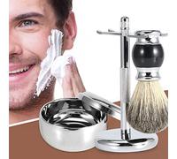 Generic Ensemble de Blaireau et de Support avec Bol en Alliage pour le Toilettage Pratique des Hommes-Kit de Rasage 3 Pièces