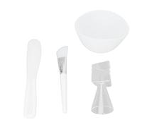 Generic Ensemble de Bols à Mélanger pour Masque Facial, Outil de Soins de la Peau Réutilisable pour Masque Facial DIY pour Femmes, Silicone Blanc 4 Pièces