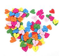Generic Ensemble de Boutons en Bois Colorés en Forme de Cœur, 200 Pièces, Accessoires de Bricolage pour L'artisanat et les Vêtements Faits à la Main, 20mm, 0,8 Pouces (Mélange de couleurs)