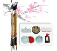 Generic Ensemble de Calligraphie au Pinceau pour Débutants, Version Pratique Facile à Utiliser avec 4 Pinceaux et Encre pour la Pratique de la Calligraphie