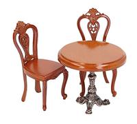 Generic Ensemble de Chaises de Table à Manger pour Maison de Poupée, Modèle de Chaise de Table en Alliage de Bouleau Exquis, Cadeau Amusant pour Les Enfants Qui Aiment à la Maison