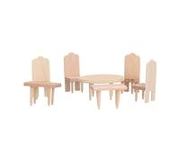 Generic Ensemble de Chaises et Table à Manger Miniatures pour Maison de Poupée, Meubles en Bois Exquis, Jouet de Simulation pour Enfants, Décor de Salon (série de Restaurants)