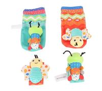 Generic Ensemble de Chaussettes et Hochet de Poignet pour bébé, Hochets Doux avec Sangles, Animaux de Dessin animé, Jouets Sensoriels pour Nourrissons de 0 à 12 Mois (Type 1)