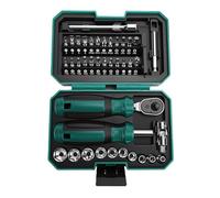 Generic Ensemble de clés à cliquet et de tournevis de qualité supérieure 10 capuchons 24 embouts 2 rallonges Raccord croisé Poignée magnétique en acier CRV durable pour réparation de maison et montage