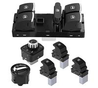 Generic Ensemble de Commutateurs de Fenêtre de Rétroviseur de Phare chromé pour B6 MK5 MK6, 6 Pièces de Haute qualité, Nouveau Kit de Rechange pour une Installation Facile, Compatible avec les