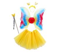 Generic Ensemble de Costume D'ange et de 4 Pièces pour Filles : Jupe, Bandeau, Tissu En Résille, Idéal pour Les Fêtes D'annivers, Jaune