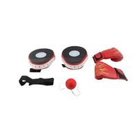 Generic Ensemble de Coussinets de de Boxe, équipement D'entraînement Confortable pour la Boxe, Le Kickboxing, Le karaté, pour Débutants, Adultes, Adolescents, Cuir PU Noir (Rouge)