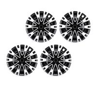 Generic Ensemble de Couvercles de Moyeu de Roue Universels de 16 Pouces, Enjoliveurs ABS Durables pour Roues en Acier R16, Installation à Clipser pour Voitures, Camions et SUV - 4 Pièces (Argent Noir)