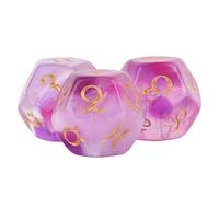 Generic Ensemble de Dés Polyédrique, Confortable 12 Côtés Set Nombres Transparents en Acrylique Résistant à la Fonte Portable pour Le Jeu de Table pour la Fête (Rouge, Violet et Blanc)