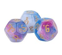 Generic Ensemble de Dés Polyédrique, Confortable 12 Côtés Set Nombres Transparents en Acrylique Résistant à la Fonte Portable pour Le Jeu de Table pour la Fête (Bleu, Violet et Blanc)