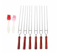 Generic Ensemble de Fourchettes de Barbecue en Acier Inoxydable, Facile à Nettoyer, Résistant aux Hautes Températures pour la Cuisine Domestique, 6 Pièces + 2 Brosses en Silicone pour Barbecue