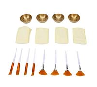 Generic Ensemble de Fournitures pour le Visage Esthéticienne, Kit Complet de Mélange de 16 Pièces pour les Soins de la Peau et la beauté, Comprenant des Brosses en éventail et des Bandeaux pour (GOLD)