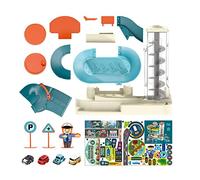 Generic Ensemble de Jouets D'aventure en Voiture électrique avec 3 Modèles de Pistes de Course, Dispositif de Levage Automatique et Mode Manuel pour Enfants, Jeu Interactif éducat