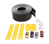 Generic Ensemble de Jouets de Piste de Voiture de Course Flexible, Piste de Course Enroulable avec 4 Voitures Alimentées par gravité, Route Pliable Portable pour Les Enfants (Black)